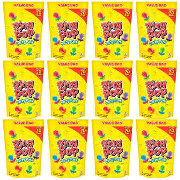 Ring Pop Individually Wrapped Bulk Lollipop- Variety Party Pack, 20 Lollipops Per Bag (Case Of 12 Bags)