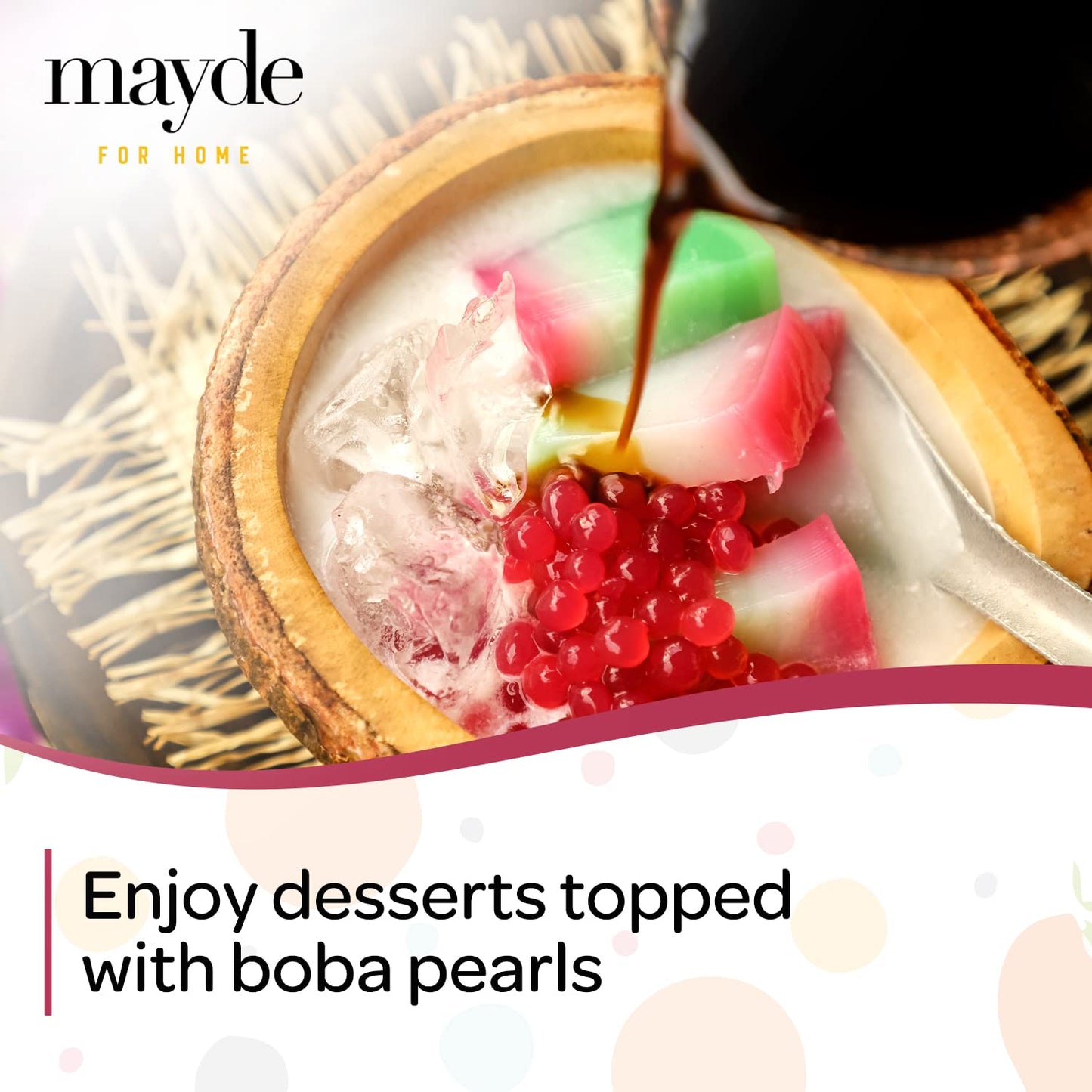 Mayde Popping Boba Pearls For Drinks, Desserts, & Breakfast Bowls (Peach Flavor, 7 Pounds)