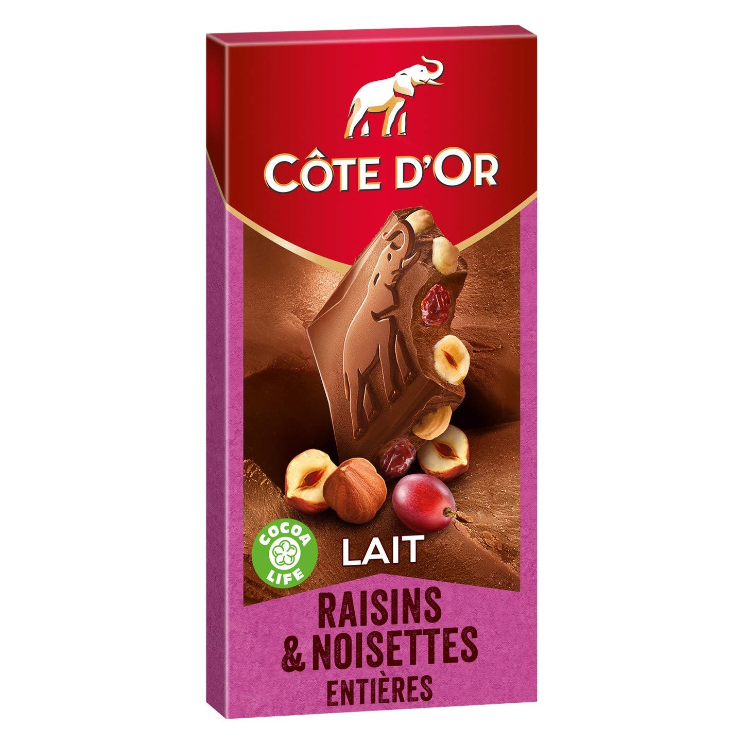 Cote DOr Chocolat Au Lait Raisins Et Noisettes 180g