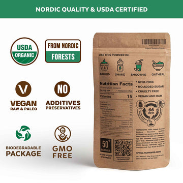 Numami Wild Blueberry Powder Organic, USDA Certified, Antioxidant Rich, 4.4 Ounce Pack