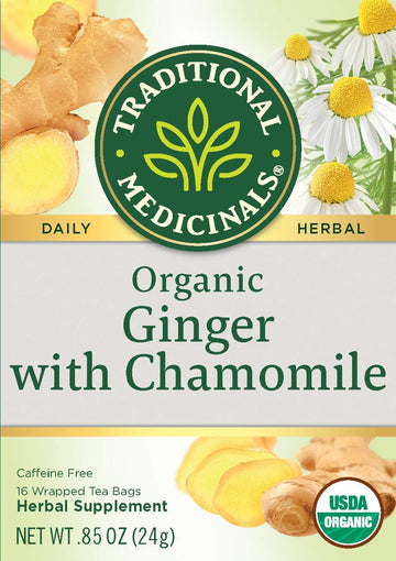 Traditional Medicinal Organic Ginger With Chamomile Tea - 16 Bags