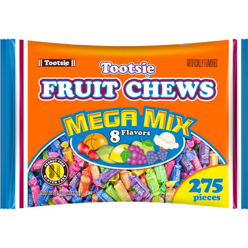 Tootsie Roll Fruit Chews Mega Mix - 8 Flavors, 4 lb Bag, Gluten-Free, Multicolor, 275 Pieces