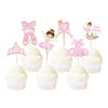 Ercadio 24 Pack Ballerina Tutu Cupcake Toppers Pink Ballet Girl Cupcake Toppers Ballet Happy Birthday Cupcake Picks for Ballerin