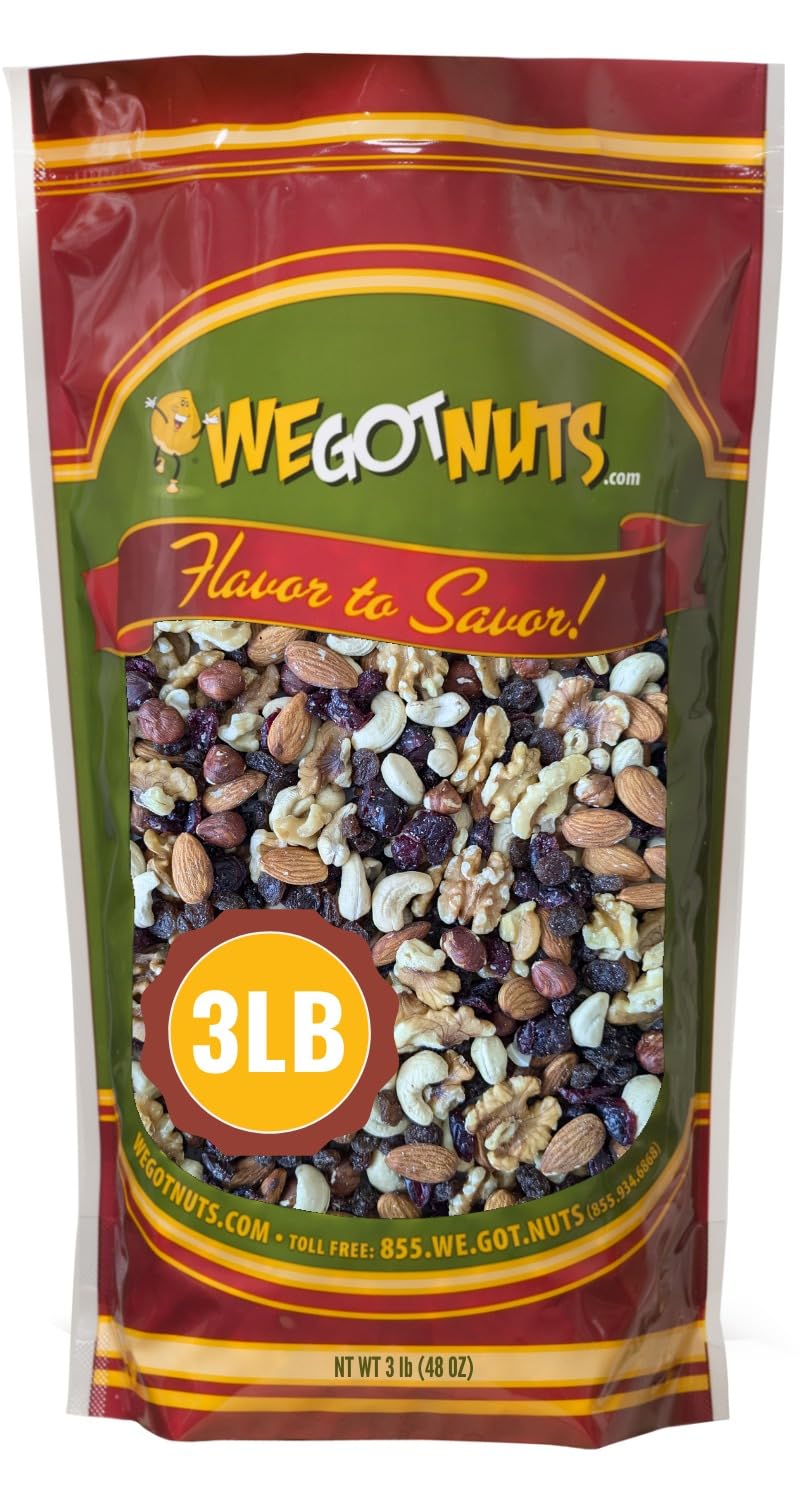 We Got Nuts Trail Mix Top-Grade Blend With Almonds Cashews Cranberries Raisins Filberts And Walnuts Kosher Certified 3 Lb Resealable Bag