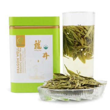Efoofan Organic Dragonwell Green Tea Loose Leaf, 3.53Oz/100G, Usda/Ec Certified, 2Nd Pick/Yuqian Chinese Tea Leaves, Longjing Ch