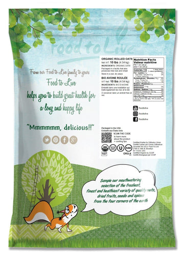 Food To Live Organic Rolled Oats, 10 Pounds – Old-Fashioned, 100% Whole Grain, Non-Gmo, Raw, Kosher, Bulk Oats. Perfect For Morning Oatmeal And Overnight Oats