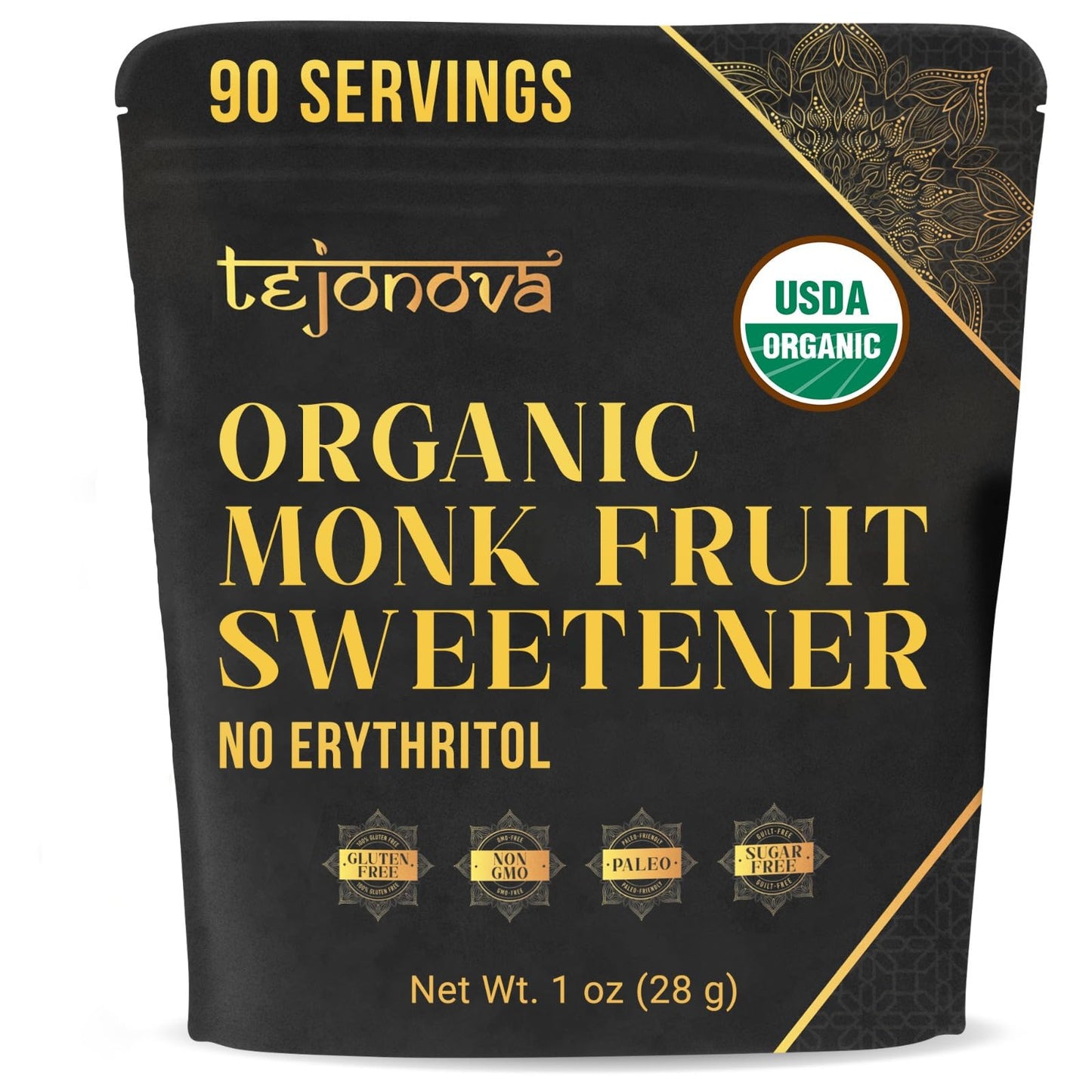 Organic Monk Fruit Powder Pure Monk Fruit Sweetener No Erythritol Monkfruit Sweetener Pure Goodness Monk Fruit Sugar Susbtitute Monk Fruit Extract Powder 1Oz 90 Servings By Tejonova