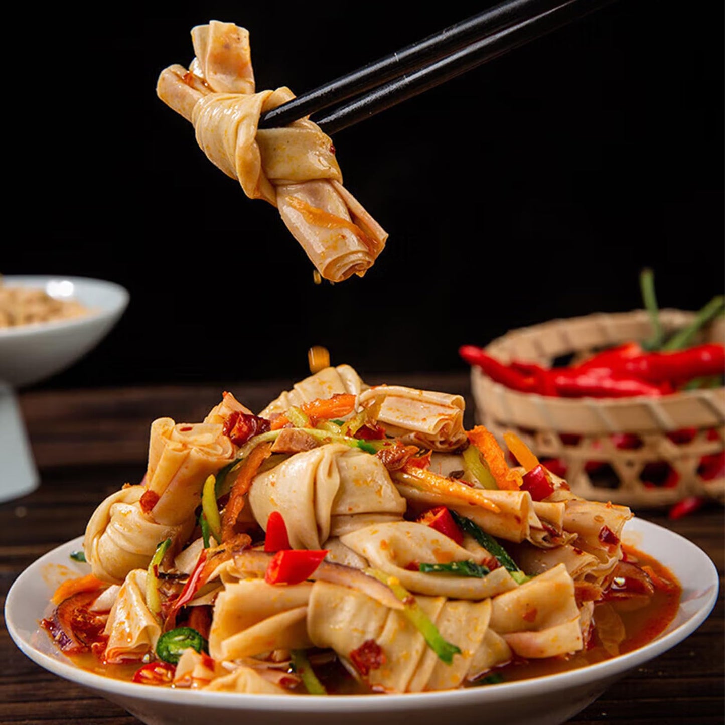 JTEDZI Dried Tofu Skin Knots, 1.1lb (500g) Bean Curd Knots, Natural Soy Tofu Knots