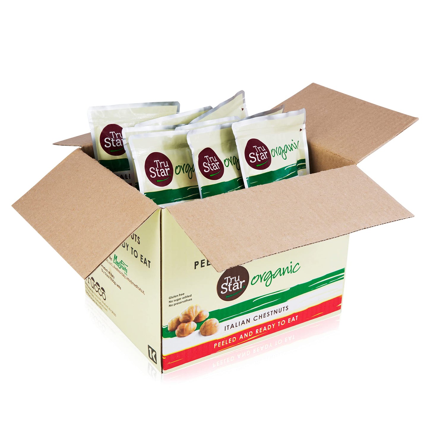 Trustar Organic Italian Chestnuts, Peeled, Ready-To-Eat, 3.5Oz Pouch (Pack Of 12)