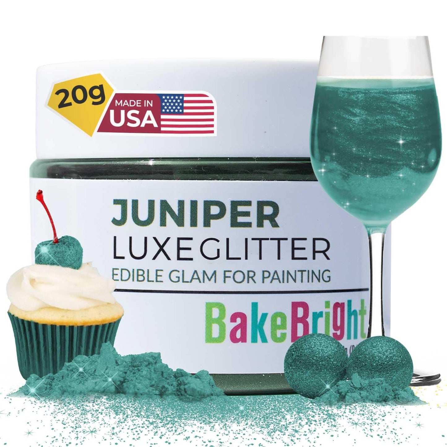 Sweets & Treats Boutique Edible Glitter for Cakes & Drinks, Juniper Green, Perfect for Cocktails & Desserts
