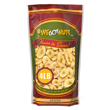 We Got Nuts Sweetened Banana Chips (4 Pounds) Sealed For Freshness - We Got Nuts