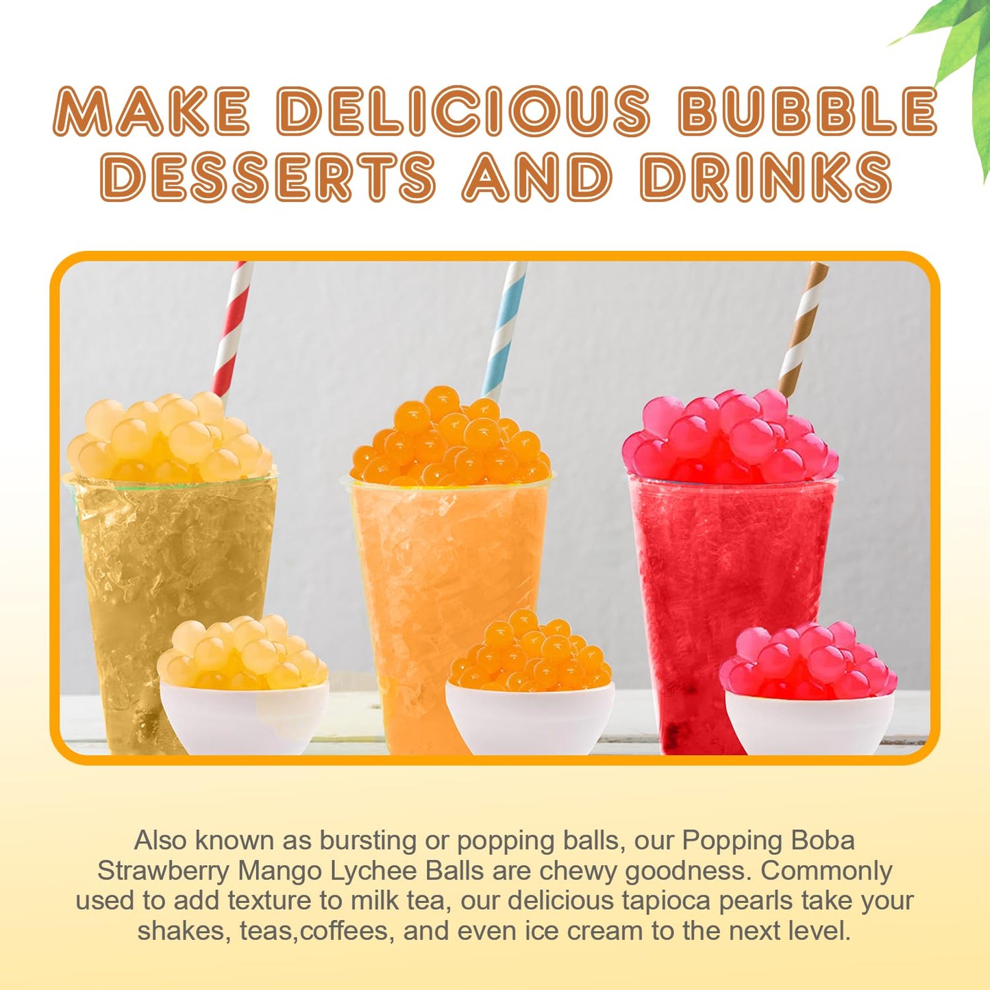 Fanale Popping Boba Pearls For Bubble Tea - 3 Lb (1 Lb X 3) | Strawberry Mango Lychee | Bursting Boba Pearls Bubble 450G X 3 | F