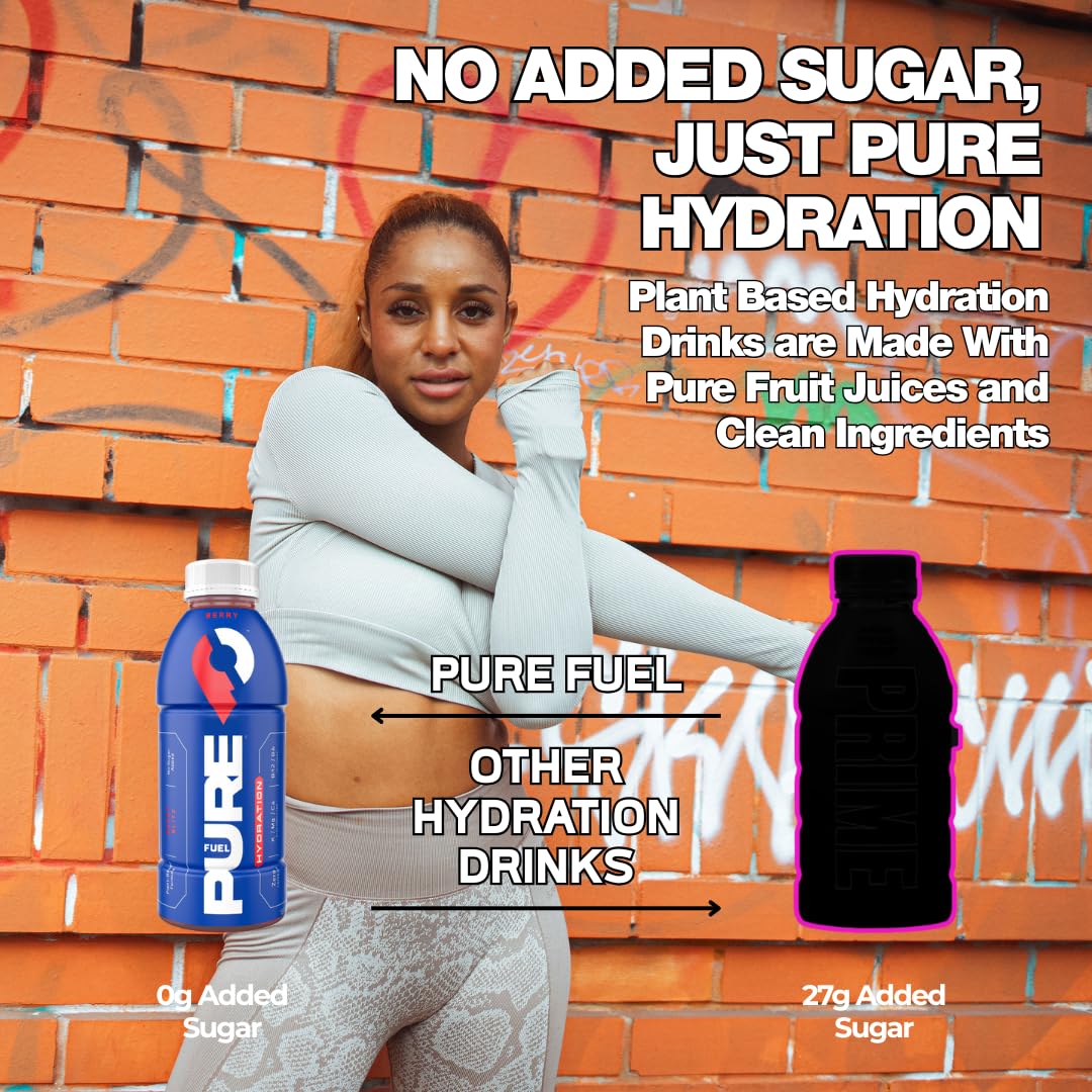 Pure Fuel Hydration Drinks - 12pk x 16.9 fl oz - Limitless Lemonade, Berry Blitz, Tropical Torrent, Watermelon Blast - Plant Based Sports Drinks