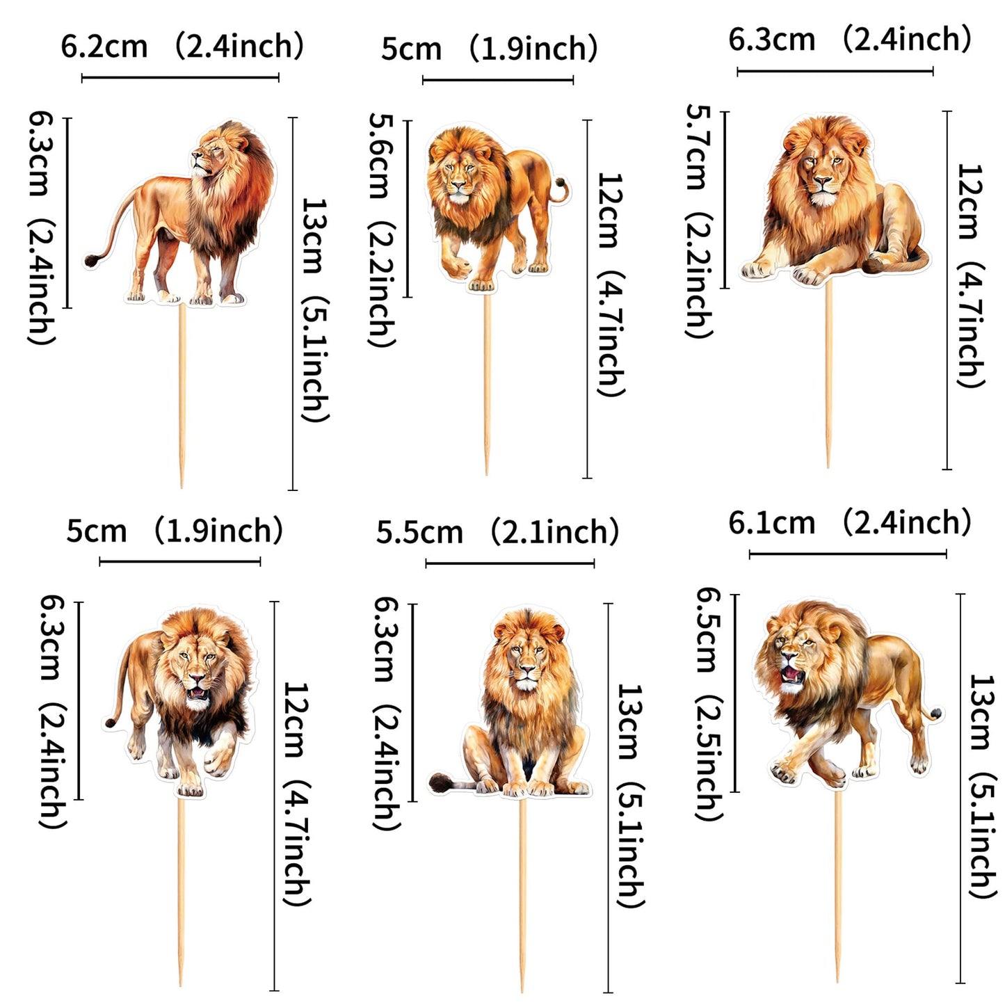 Ercadio 24 Pack Lion Cupcake Toppers Lion Cupcake Picks Animal Cupcake Picks Lion Birthday Cupcake Decorations For Baby Shower B