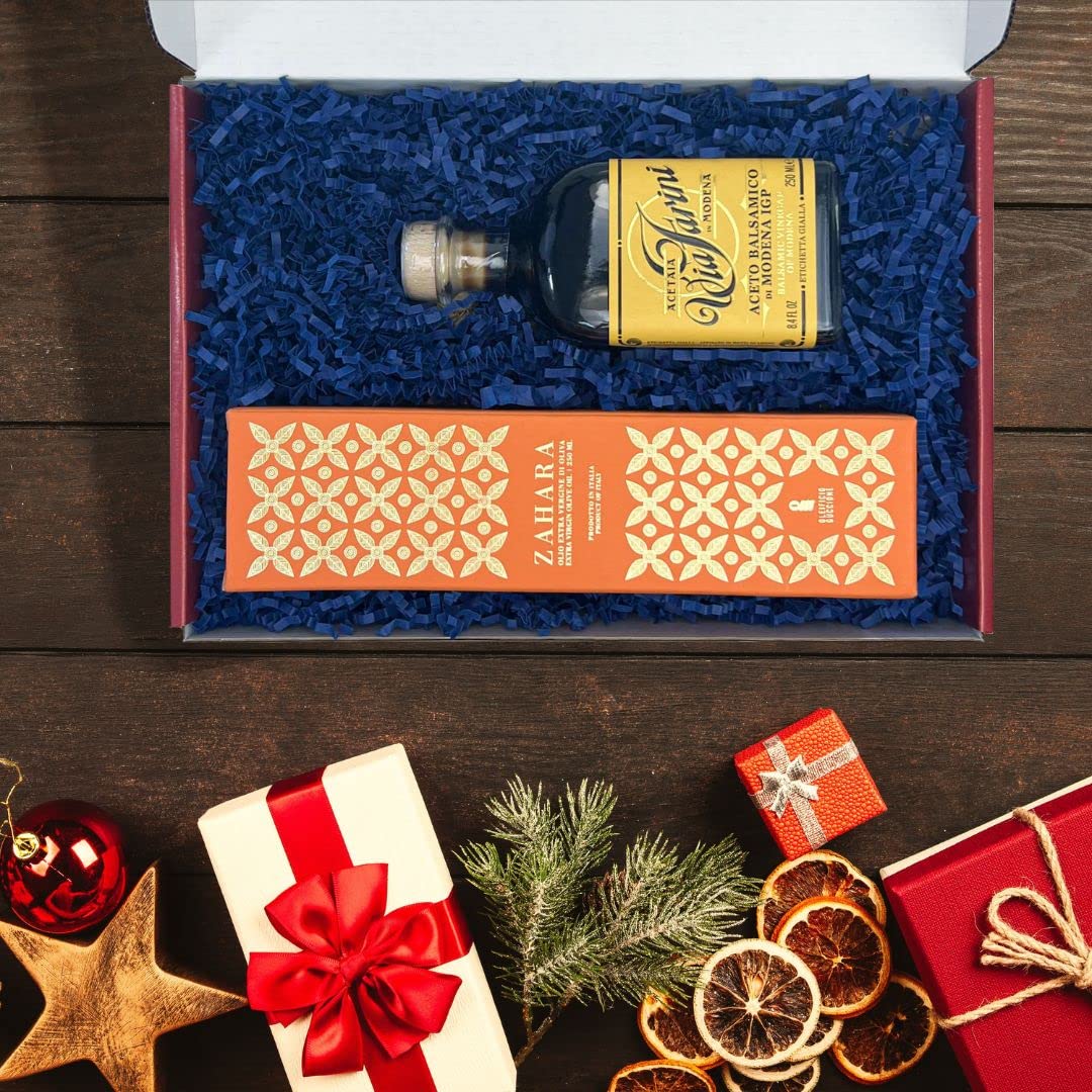 Brava Giulia Selections Gift Box | Premium Gourmet Italian Aged Via Farini Balsamic Vinegar Of Modena And Zahara Extra Virgin Ol