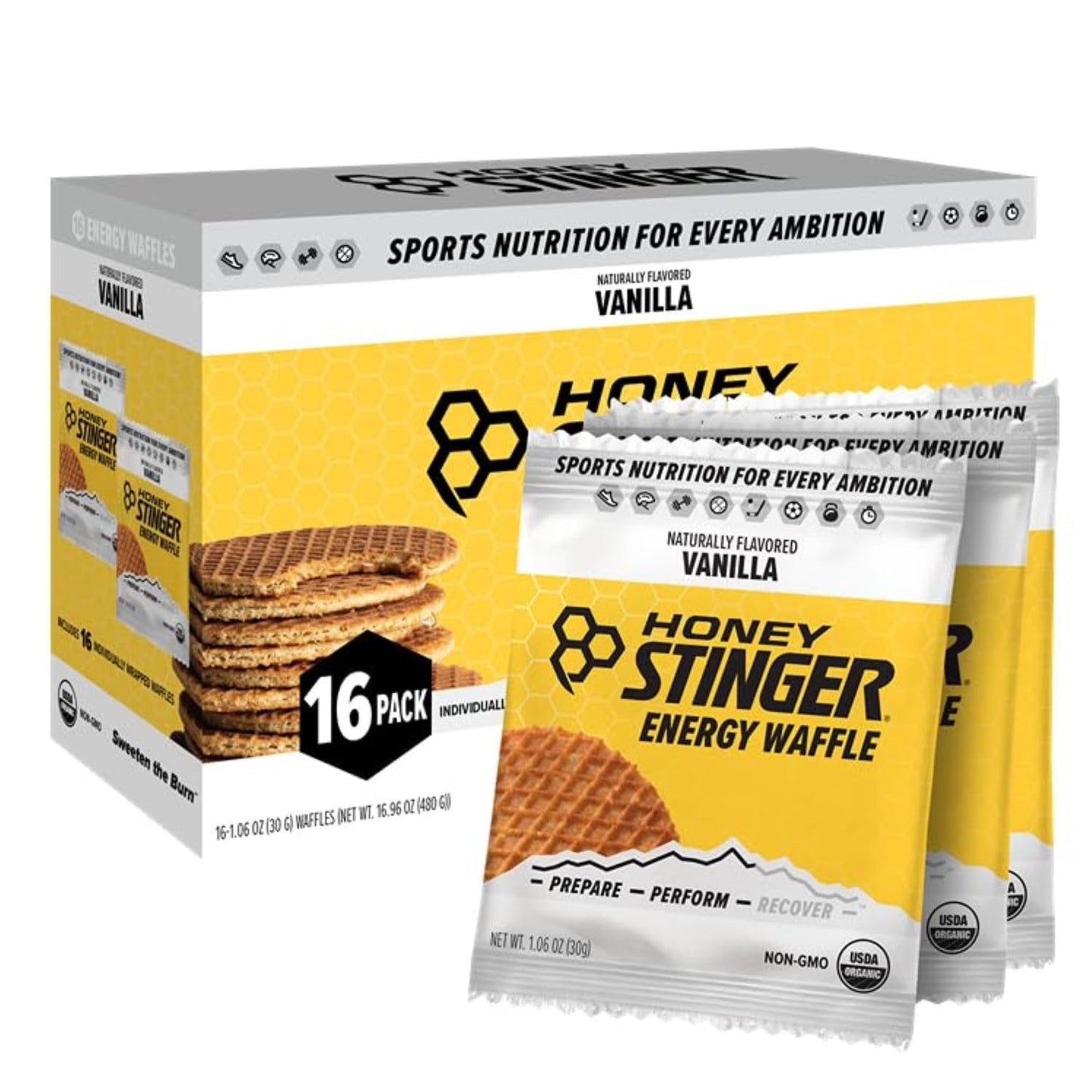 Honey Stinger Organic Vanilla Waffle | Energy Stroopwafel for Exercise, Endurance and Performance | Sports Nutrition for Home &