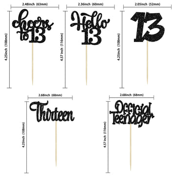 30Pcs 13Th Birthday Cupcake Toppers Hello 13 Cupcake Picks Official Teenager Cheers To 13 Years Old Cake Decorations For 13Th Bi