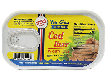 Foie Gras of the Sea Icelandic Wild-Caught Cod Liver (Foie de Morue) in Own Oil, 4.3 oz (Pack of 12) - Natural Source of Omega-3