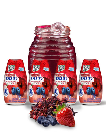 Klass Aguas Frescas Liquid Water Enhancer Sugar-Free Naturally Flavored Hubiscus-Berries, Keto Friendly |1.62 Oz Pack of 4 (Make