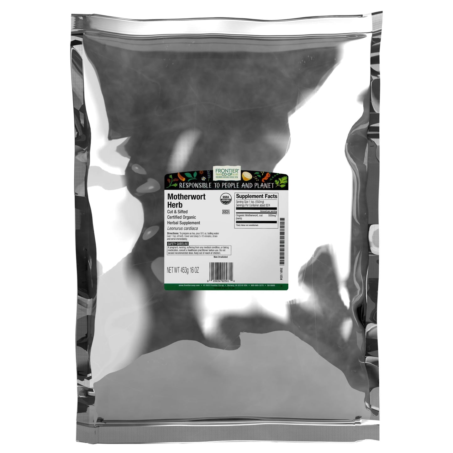 Frontier Co-Op Organic Cut And Sifted Motherwort Herb 1Lb