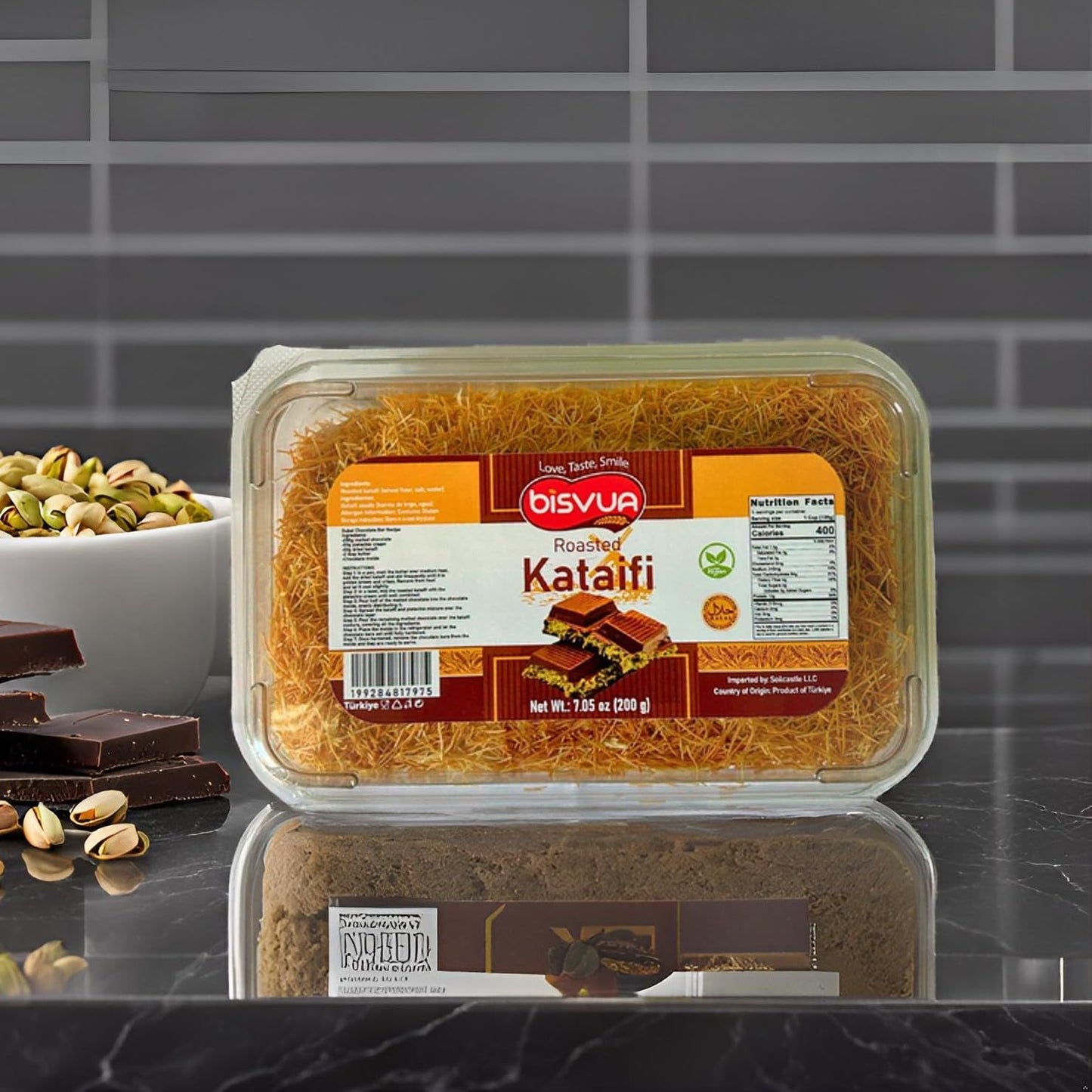 Bisvua Premium Roasted Kataifi 200G (7.1 Oz) - Golden Toasted Shredded Fillo Dough For Dubai Chocolate Bars, Pistachio Cream Rec