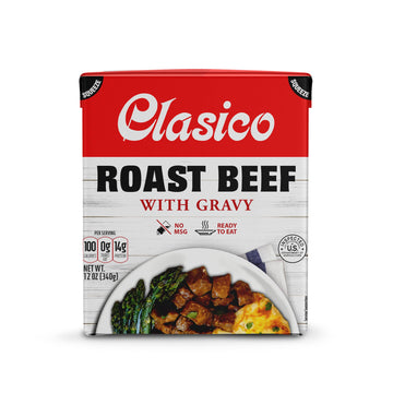 Clasico Roast Beef With Gravy | Shelf Stable | Fully Cooked | Ready-To-Eat | 14G Of Protein Per Serving | 12Oz Per Carton (Case