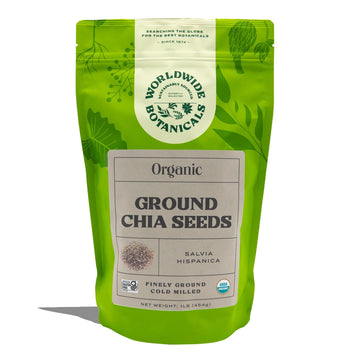 Worldwide Botanicals Organic Ground Chia Seeds - Excellent Source Of Fiber, Protein, And Omega-3 Fatty Acids | Gluten-Free | Veg