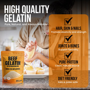 Beef Gelatin Powder 1.25 lbs - Grass-Fed Unflavored Non-GMO - enhanced Thickening Agent for Cooking & Baking - Perfect for Gummy Candy Marshmallows and Sauces.