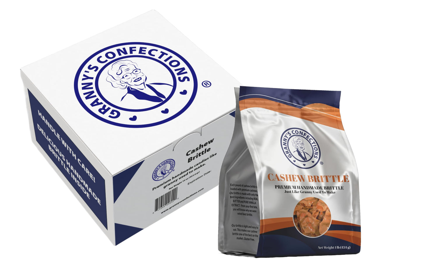 Grannys Confections Handmade Cashew Brittle Made With Premium Cashews, Just Like Granny Used To Make. - One Pound (16 Oz) Bag