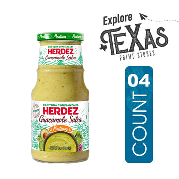 Herdez - Lavinia Essentials Bundle: 4-Pack of Salsa Guacamole Medium 16oz Glass Bottle + 1 Utility Prop