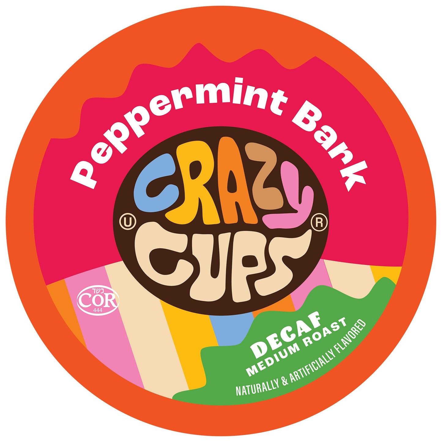 Crazy Cups Decaf Peppermint Bark Flavored Coffee Pods Holiday Coffee Single-Serve Medium Roast Coffee Cups For Keurig K-Cup Machines Hot Or Iced 22 Count