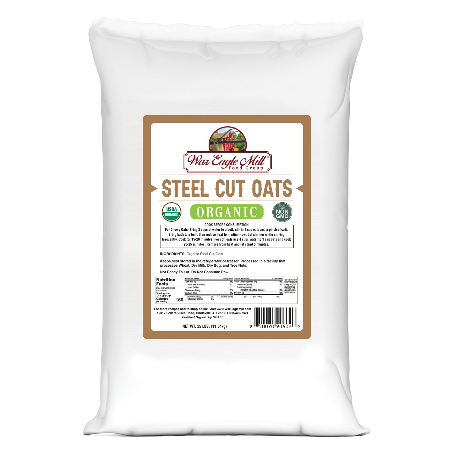 War Eagle Mill Organic Steel Cut Oats 25 Pounds