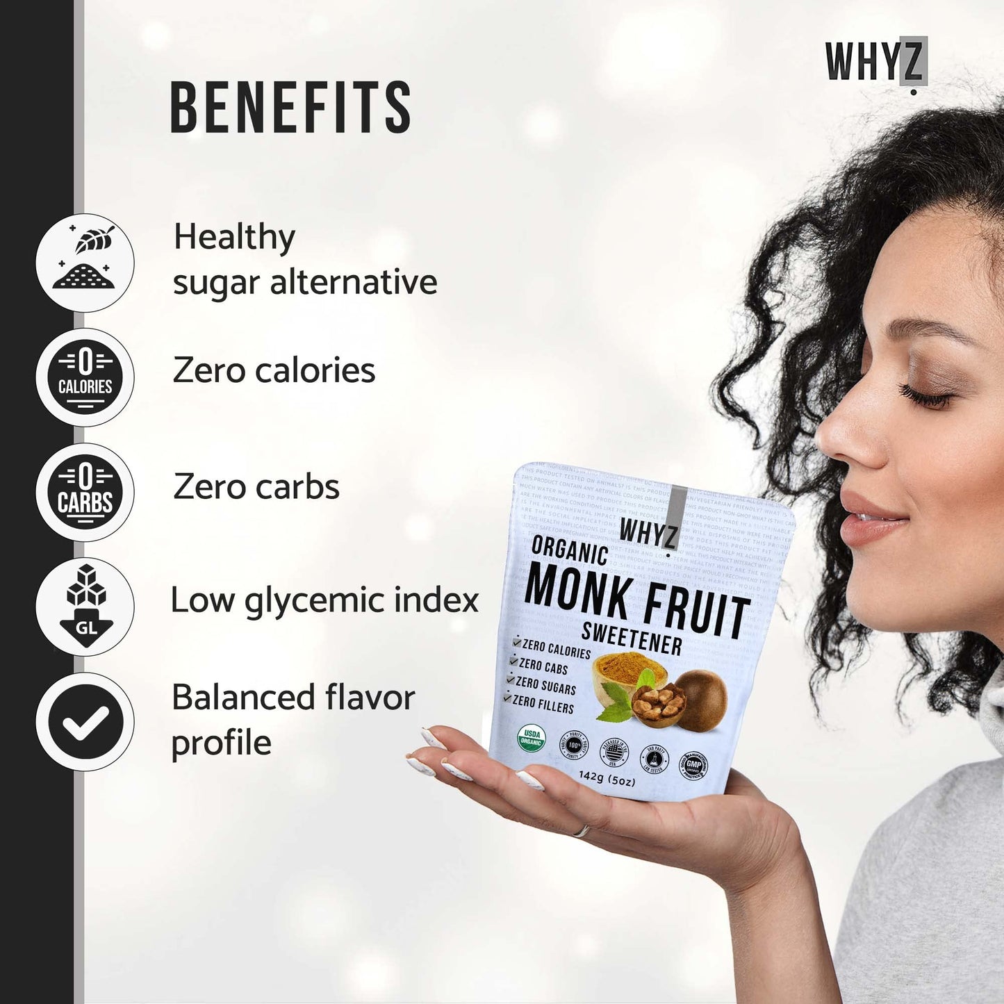 Organic Monk Fruit Extract, 5 oz, Pure Monk Fruit Sweetener Organic No Erythrytol and Zero Calorie, Sugar Substitute, Powdered M
