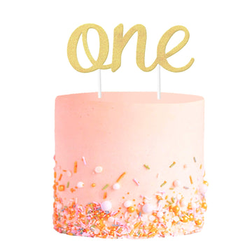 Gold 1St Birthday Topper, Double Sided Glitter, Number One Cake Topper Decoration, One Year Bday Party Decor For Girls And Boys,