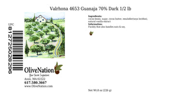 Valrhona 4653 Guanaja 70% Dark Chocolate Baking Feves from OliveNation, Intense Bittersweet Cacao Flavor - 1/2 lb
