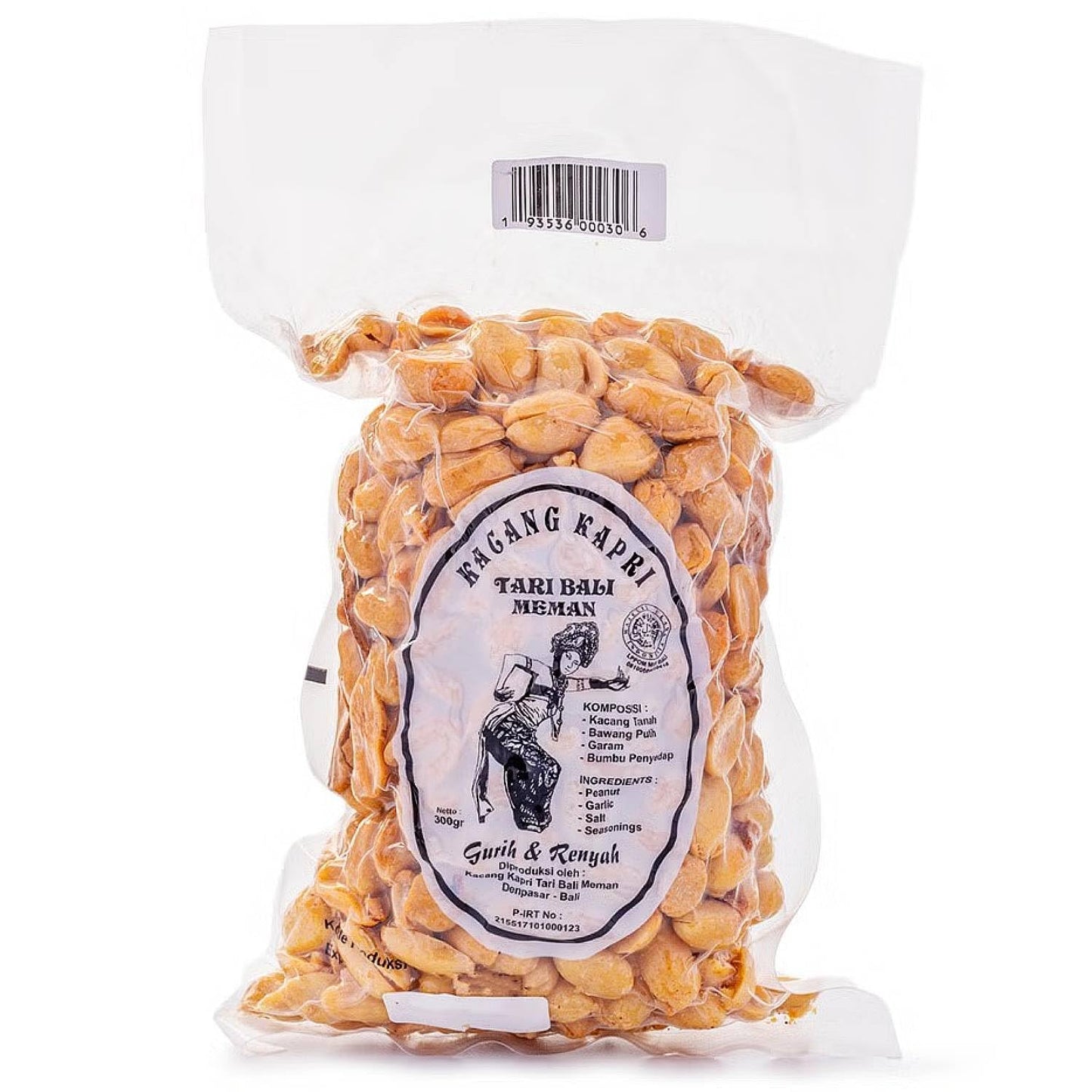 Tari Bali Kacang Kapri (Roasted Peanuts with Garlic) 10.5oz / 300g - Tari Bali Garlic Kapri - Balinese Snack