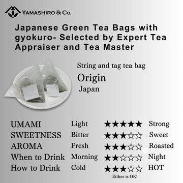 Japanese Green Tea Bags With Gyokuro- Selected By Expert Tea Appraiser And Tea Master - 20 Count - Gyokuro Green TeaKyoto - Yam