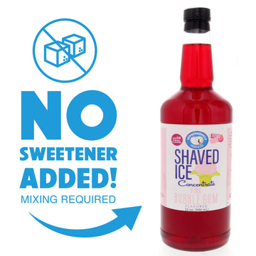 Hypothermias Shaved Ice Syrup Concentrate - Pink Bubble Gum - 32 Fl Oz - Makes 8 Gallons - Unsweetened