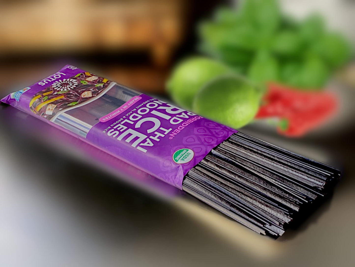 Lotus Foods Organic Forbidden Rice Pad Thai Noodles - Asian Style Noodles For Pho Or Stir Fry, Gluten Free, Vegan, Whole Grain, Non Gmo, Serve Hot Or Cold - 8 Oz (Pack Of 8)