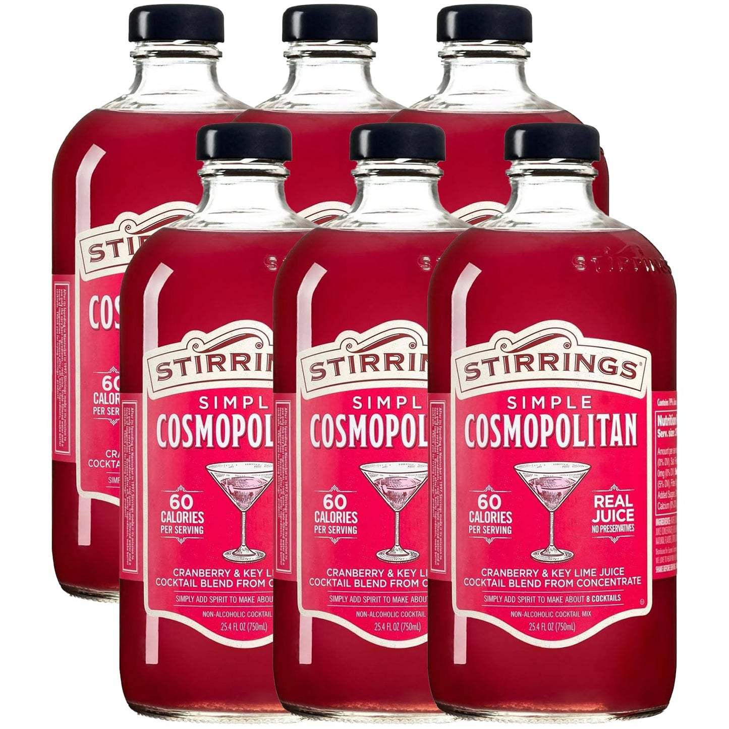 ChromaCast Cosmopolitan Cocktail Mix - Real Juice, No Preservatives, 750ml Bottles, 6 Pack