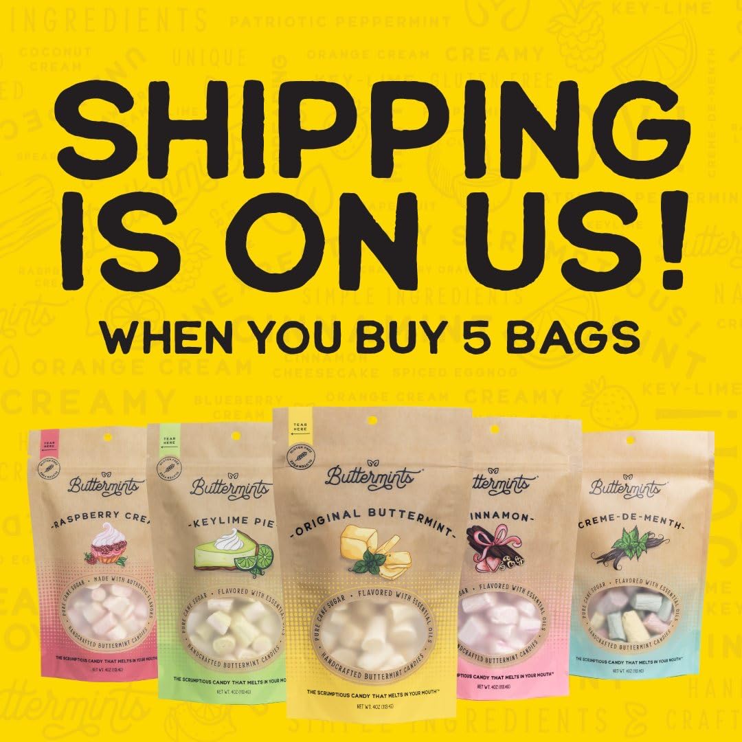 Buttermints Original | Butter Mints Yellow Gold Candy Soft Butter Taste | Unexpectedly Scrumptious (4 Servings) (1 Pack Original)