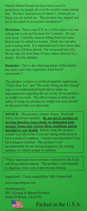 China Slim Dieter'S Tea Delight, Large 6.34Oz/180G, 72-Count, Pack Of 3