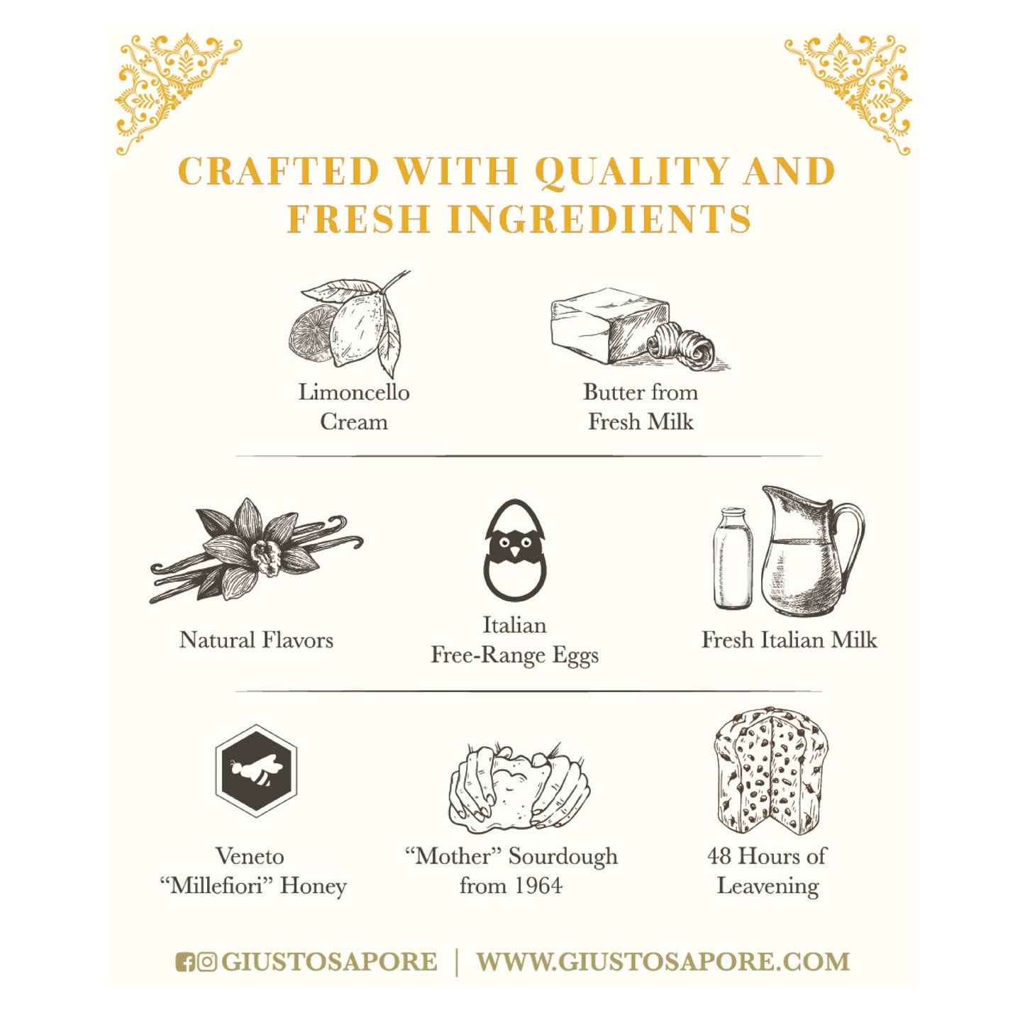 Giusto Sapore Italian Panettone with Limoncello Cream - 28.2 oz - Imported from Italy