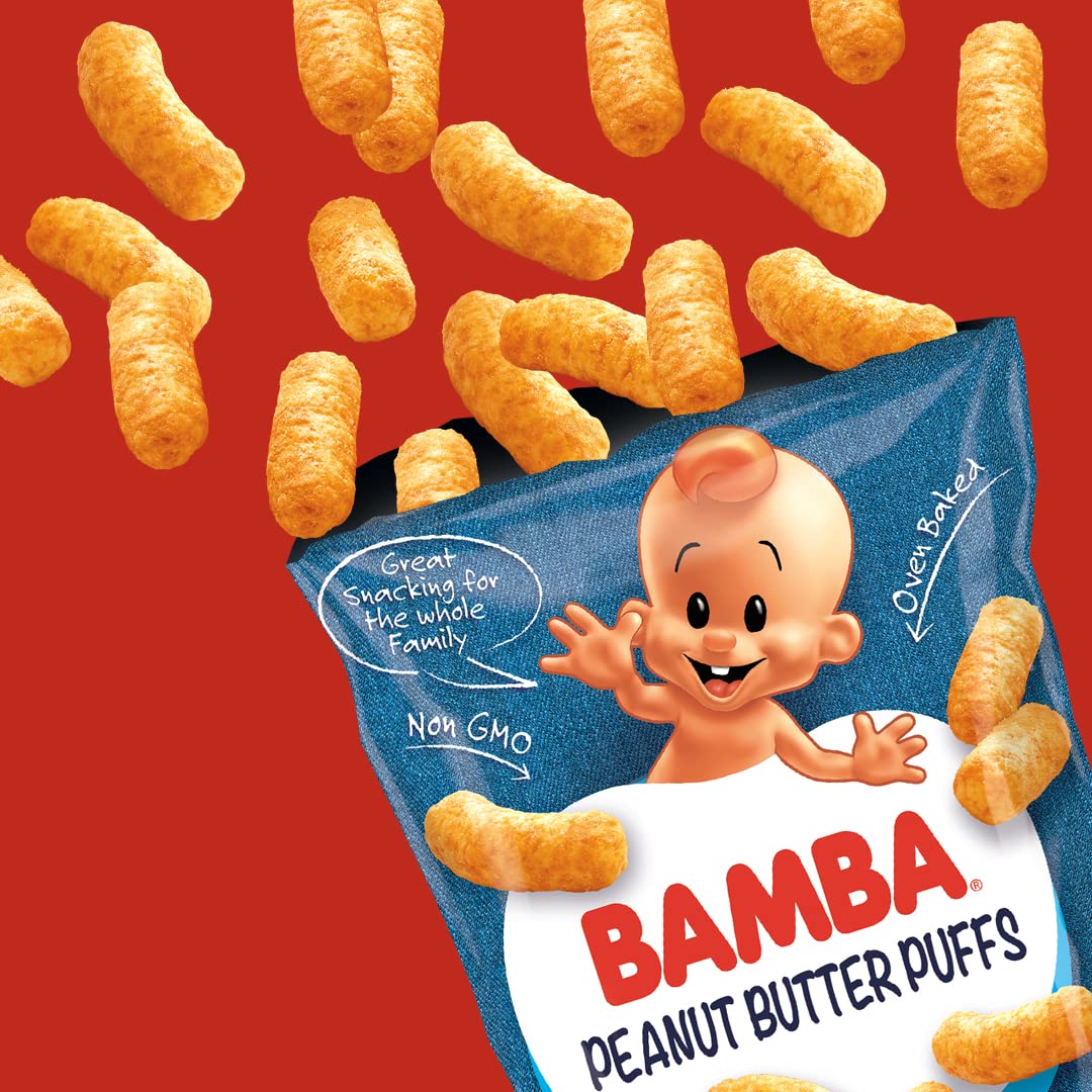 Osem Bamba Peanut Snacks - All Natural Peanut Puffs Family Pack, 8 x 0.7oz Bags, 50% Peanuts