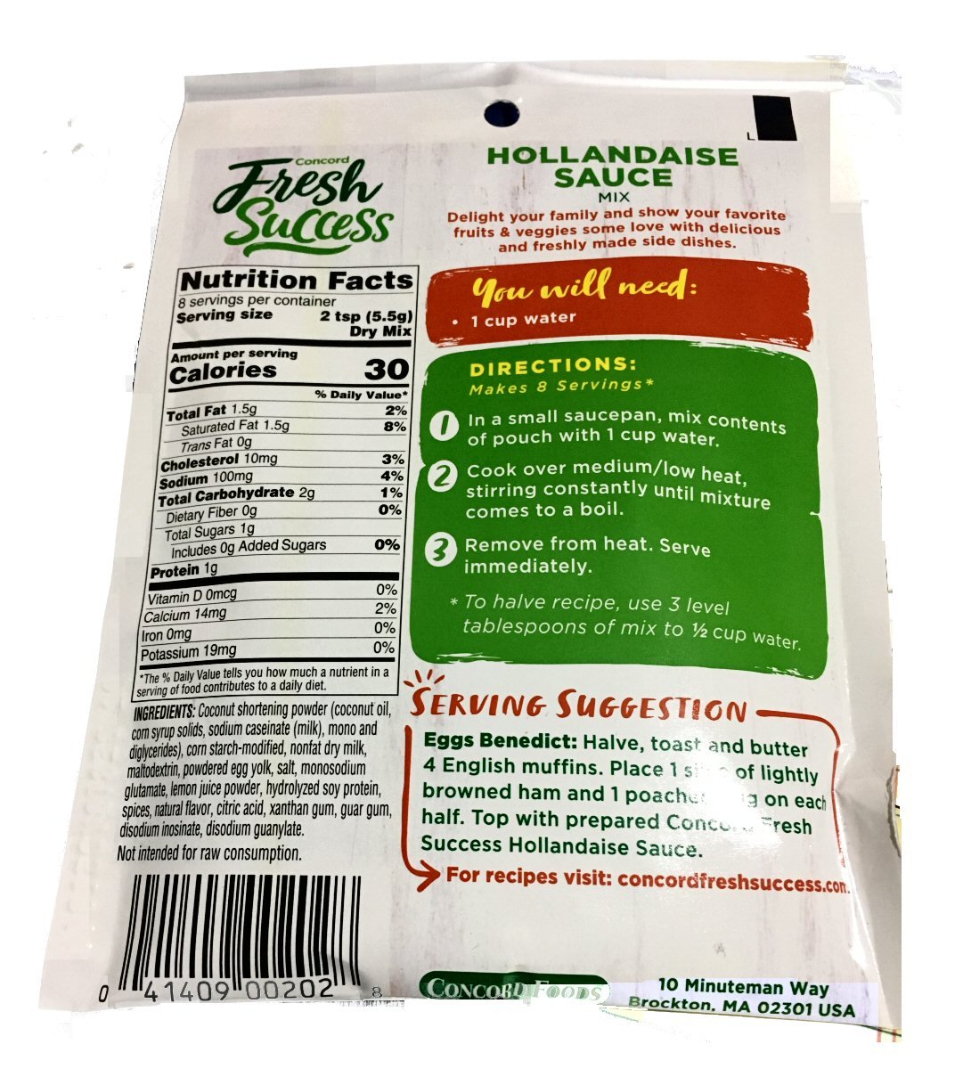 Concord Hollandaise Sauce, 1.6-Ounce Pouches (Pack of 18 )