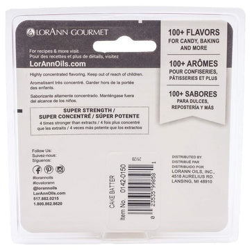 LorAnn Cake Batter SS Flavor, 1 dram bottle (.125 fl oz - 3.7ml - 1 teaspoon) - Twin pack blistered
