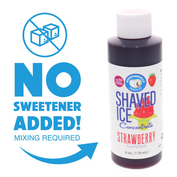 Hypothermias Shaved Ice And Snow Cone Syrup Unsweetened Flavor Concentrate - 4 Fl Oz - Makes 1 Gallon Of Ready To Use Syrup - St