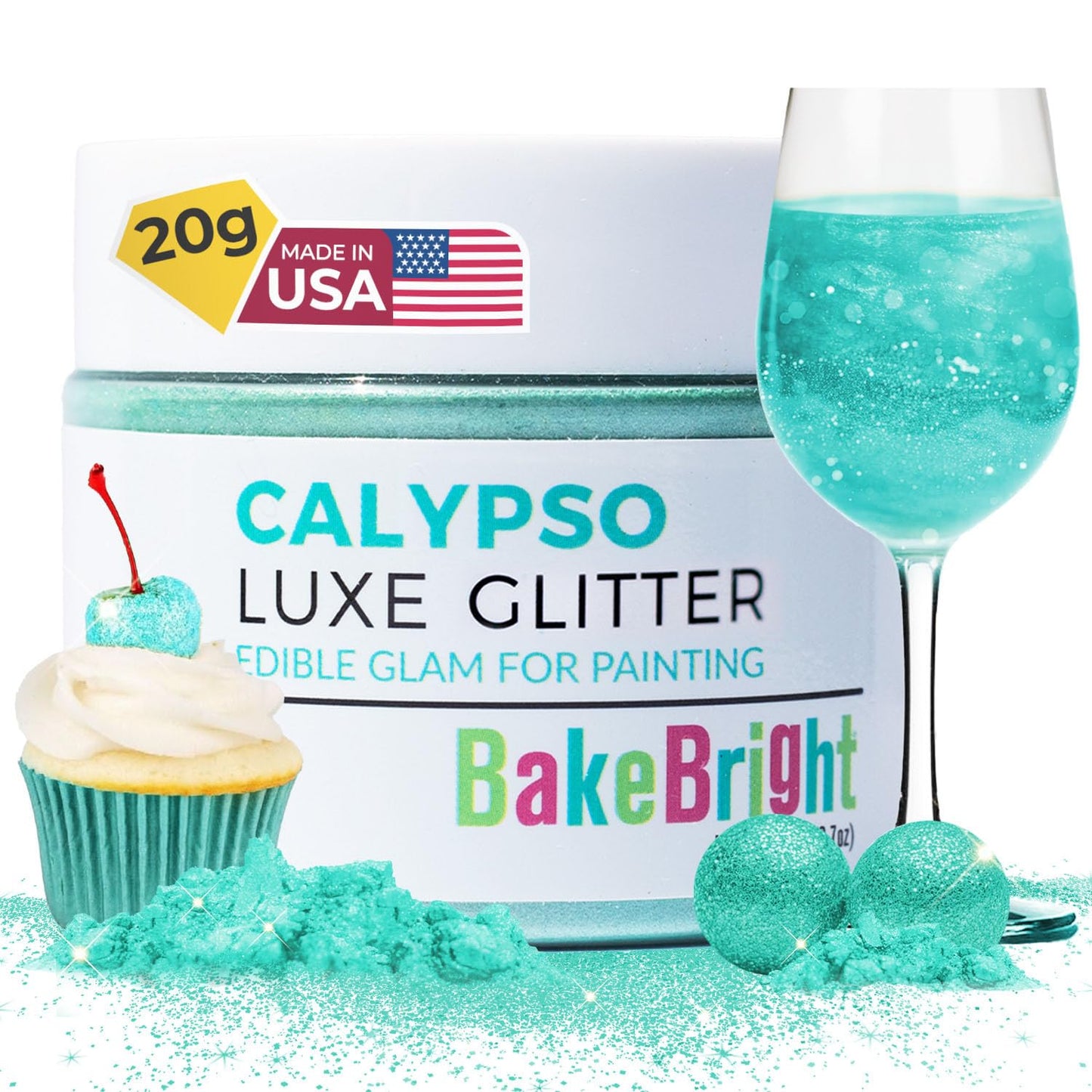 Sweets & Treats Boutique Edible Glitter for Cakes & Drinks, 20g, Light Blue, Vegan, Gluten Free, Made in USA