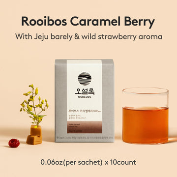 Osulloc Rooibos Caramel Berry Tea (Raspberry Aroma, 10 Count), Decaffeinated Herbal Tea Rooibos Blend, Naturally Sweet Fruit Tea
