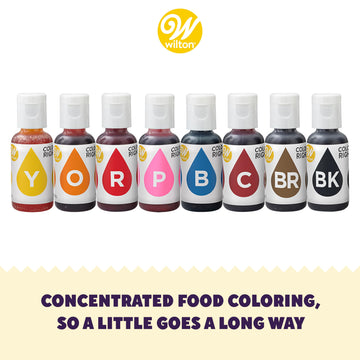 Wilton Color Right Food Coloring System, Ultra-Concentrated Gel Colors, 0.64 Fl Oz (Pack of 8), Assorted Colors, Model 601-6200